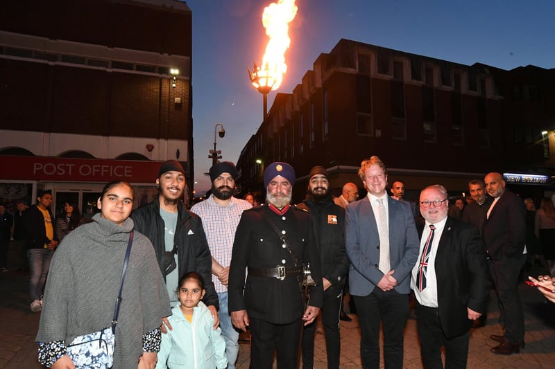 Platinum Jubilee Beacon Ceremony at Peterborough Town Hall attended by Mayor of Peterborough Alan Dowson and Mayoress Shabina Qayyum.
DL Jaspal Singh, MP for Peterborough Paul Bristow and Council leader Wayne Fitzgerald