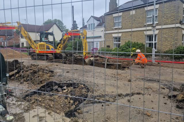 Works to repair the water main.
