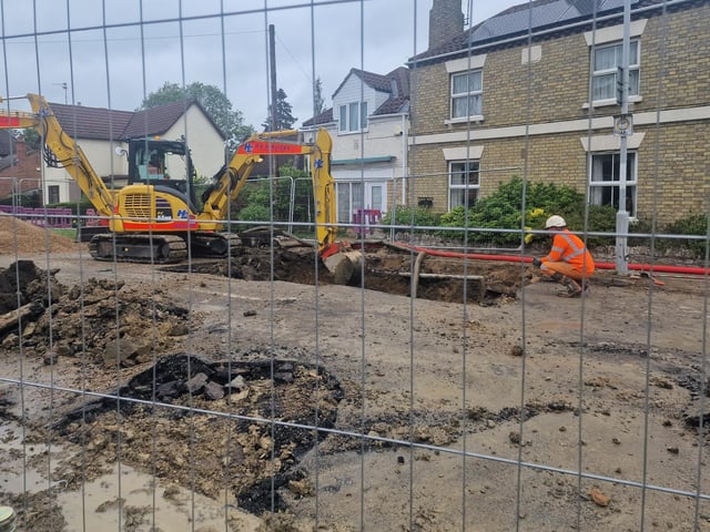Works to repair the water main.