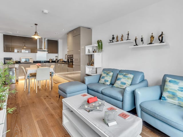 A view of the lounge and kitchen area
