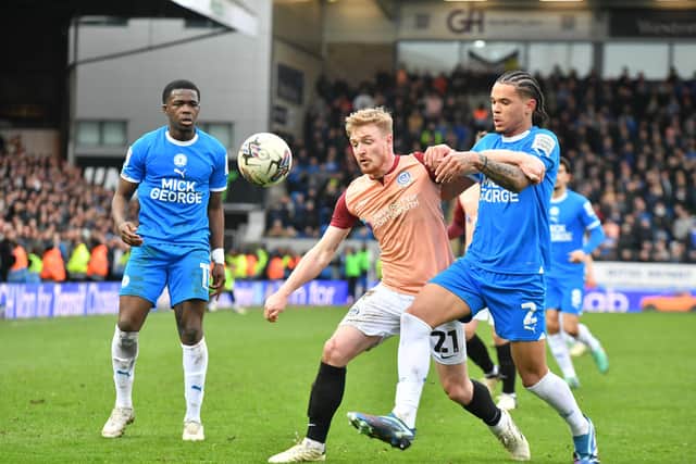 Jadel Katongo in action for Posh against Portsmouth. Photo David Lowndes.