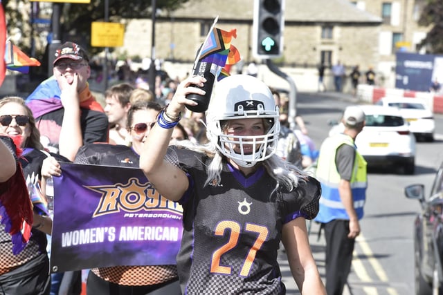 Members of the Peterborough Royals American Football Team joined in the march.