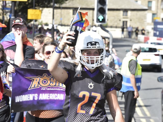 Members of the Peterborough Royals American Football Team joined in the march.