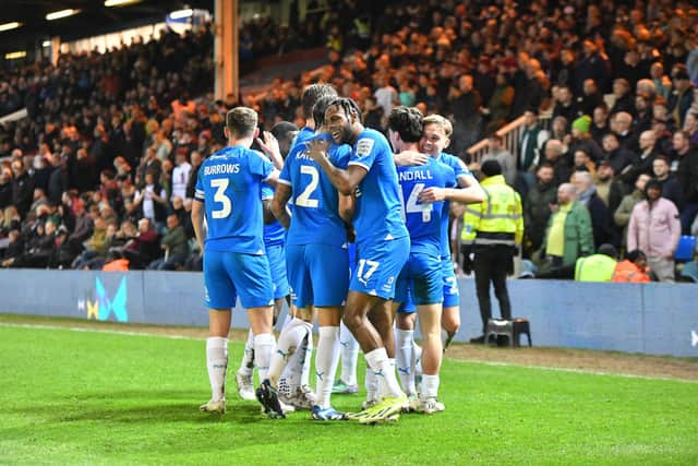 Ricky-Jade Jones enjoying the Posh celebrations after a goal against Northampton. Photo David Lowndes.