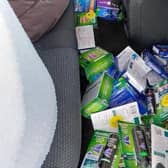 Some of the suspected stolen items found in the car