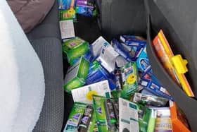 Some of the suspected stolen items found in the car