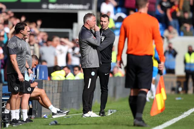 Peterborough United Manager Darren Ferguson had to be persuaded to leave the touchline by the fourth official. Photo: Joe Dent.