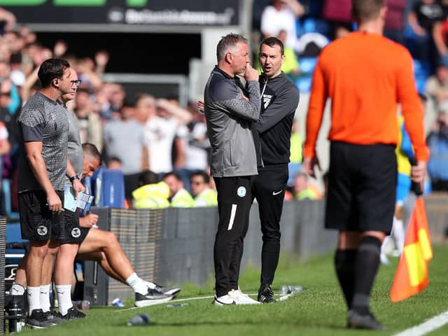 Peterborough United Manager Darren Ferguson had to be persuaded to leave the touchline by the fourth official. Photo: Joe Dent.