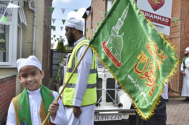Holy march in the City to celebrate the birthday of the Prophet Muhammad from Aldermans Drive to Faizan-e-Madina mosque