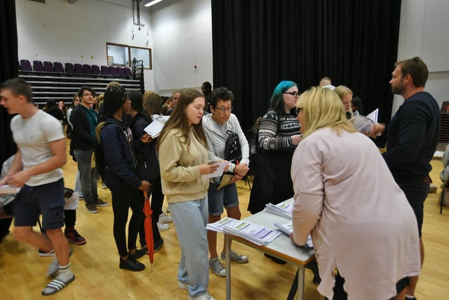 Stanground Academy GCSE students collect their results.