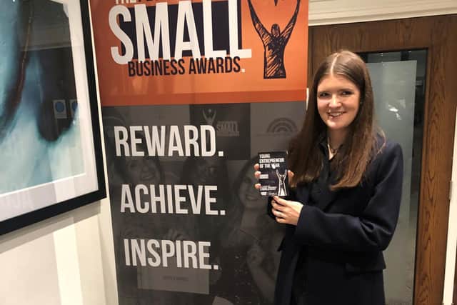 Caitlin Russell (14) winner of the Young Entrepreneur of the Year at the 2022 Peterborough Small Business Awards.