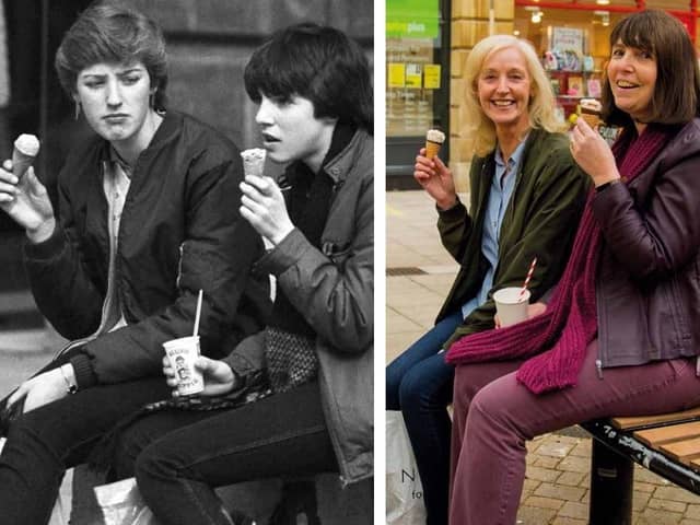 Karen Fountain and Suzanne Oliver  in 1980 - and again in 2021
