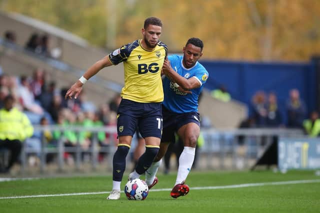 Nathan Thompson in action for Posh at Oxford. Photo: Joe Dent/theposh.com.