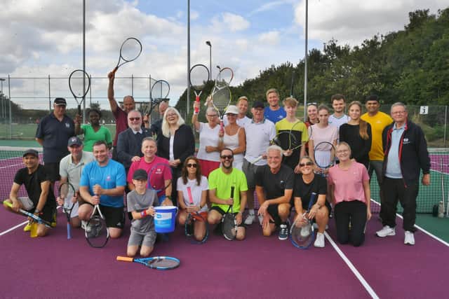 Competitors in the Sue Ryder charity tennis tournament at Bretton Gate.