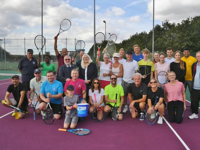Competitors in the Sue Ryder charity tennis tournament at Bretton Gate.