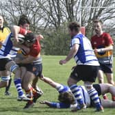 George Offer (with ball) scored a hat-trick of tries for Borough v Towcestrians.