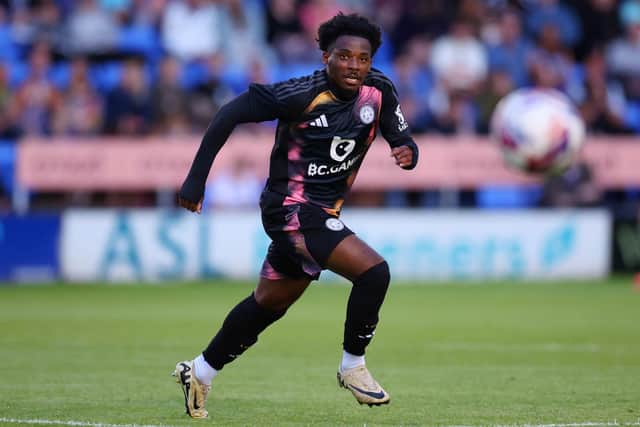 Wanya Marcal in action for Leicester City. (Photo by Dan Istitene/Getty Images).