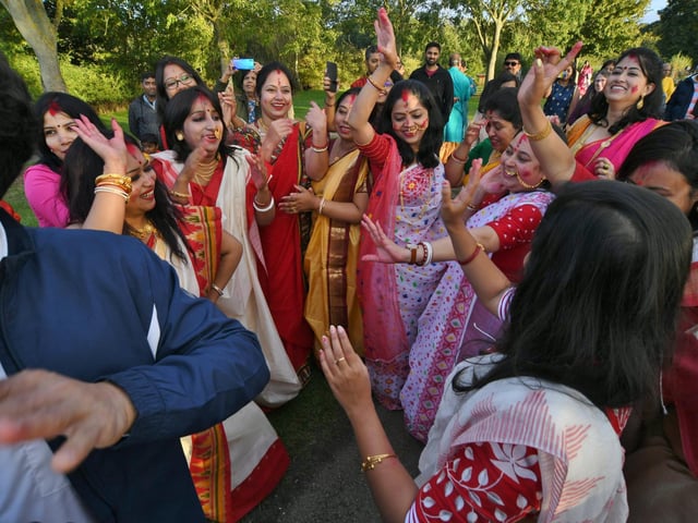 The colourful parade to celebrate Hindu festival of Durga Puja Festival