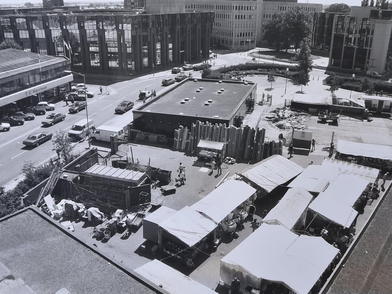 Here is the City Market pictured before the the bars and nightclubs were built opposite on the site of the TC Harrison garage. The market itself is now gone, replaced by apartments which should be finished this year.