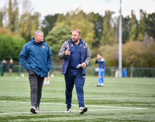 Yaxley manager Andy Furnell (right). Photo: David Lowndes.
