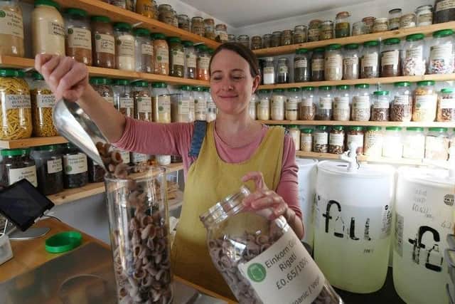 Julie Danby from local business Refill Revolution Peterborough at the Green Backyard