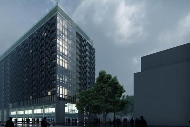 This image gives an early idea how the proposed landmark to replace the former TK Maxx building could appear.