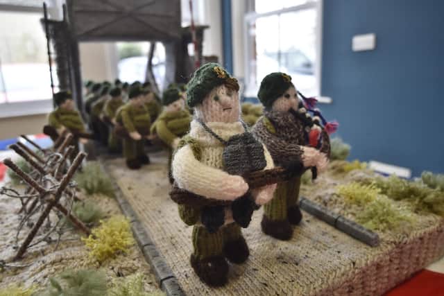 Oundle Yarn Bombers D-Day commemoration event at Fletton House, Oundle.