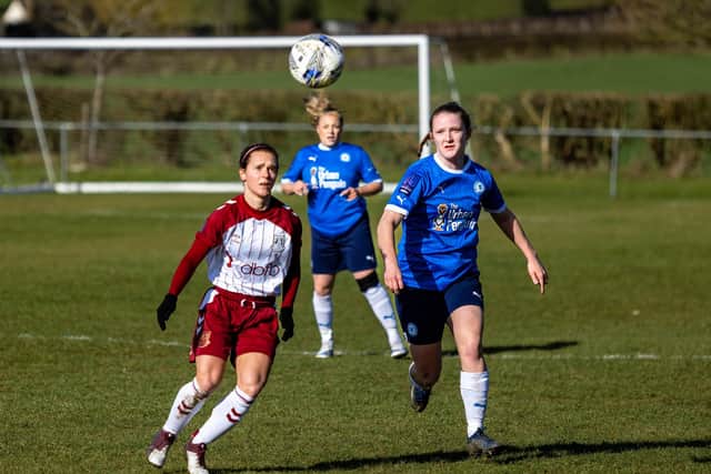 Action from Posh Women in their Northants County Cup semi-final win at Northampton Town. Photo: Ruby Red Photography