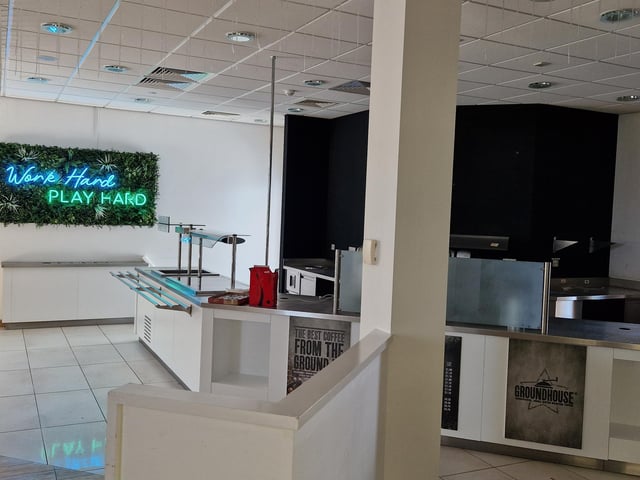 The restaurant at the new still-to-be fitted out offices in Orton Southgate, Peterborough.