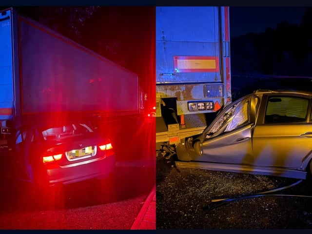 This vehicle crashed into the back of a stationary lorry, which was parked in a layby. The driver, who had his young son and his son's friend in the back of the car, blew over the drink drive limit.