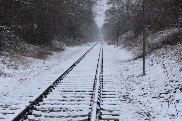The railway at Ferry Meadows is not the only one to have been hit by snow