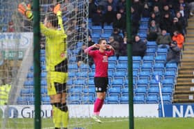 Tom Nichols celebrated scoring on his Peterborough United debut at Chesterfield in February 2016. Photo: Joe Dent.