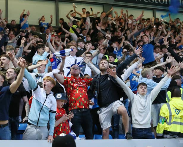 Posh fans during the play-off semi-final second-leg against Oxford United. Photo Joe Dent/theposh.com.