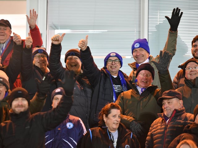 Peterborough United fans enjoy the big win over Northampton Town.