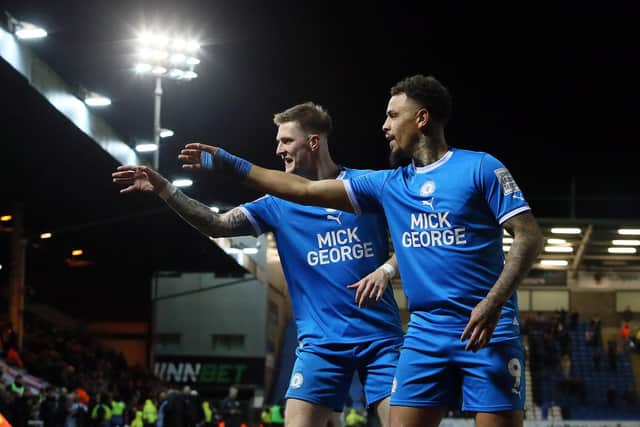 Jonson Clarke-Harris celebrates a goal against Barnsley last week. Photo: Joe Dent/theposh.com.