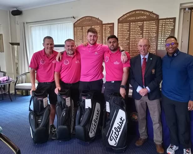 Robin 'Tiger' Williams (far right) with the winning team from his golf day at Milton.