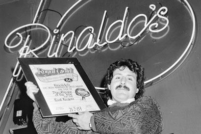 Rinaldo Fasulo with his Best Disco Of The Year (Eastern Region) award for his first nightclub on Bridge Street, back in 1987.
