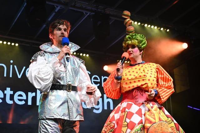 The Panto stars were on the stage at the lights switch on