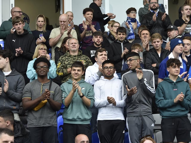 Peterborough United fans are pictured enjoying the win over Bristol Rovers.