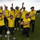 David Clarke (centre, front row) celebrates the 2021 Northants Premier Division win with his team. Photo: David Lowndes.