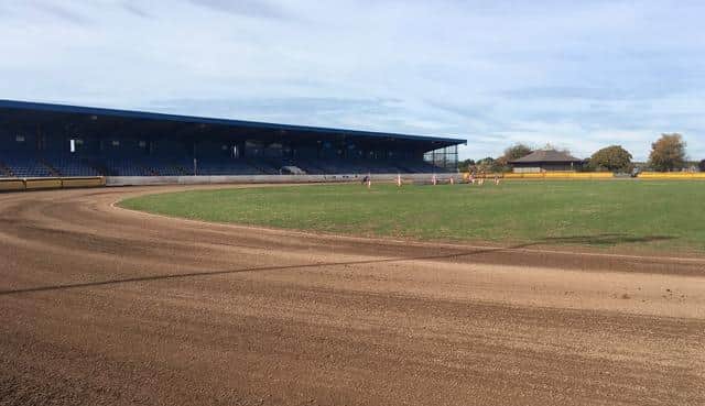 The East of England Arena speedway track.
