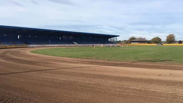 The East of England Arena speedway track.