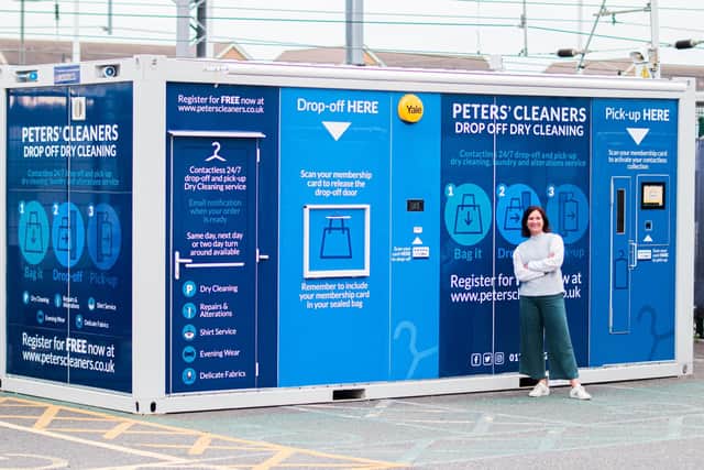 Vicky Whiter, owner of Peters' Cleaners, which has raised £550,000 to install more automated drop-off points for its dry cleaning pods.