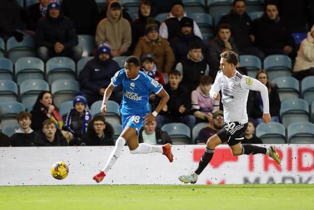Malik Mothersille was one of those guilty of missing a big chance for Peterborough United against Crawley. Photo: Joe Dent.