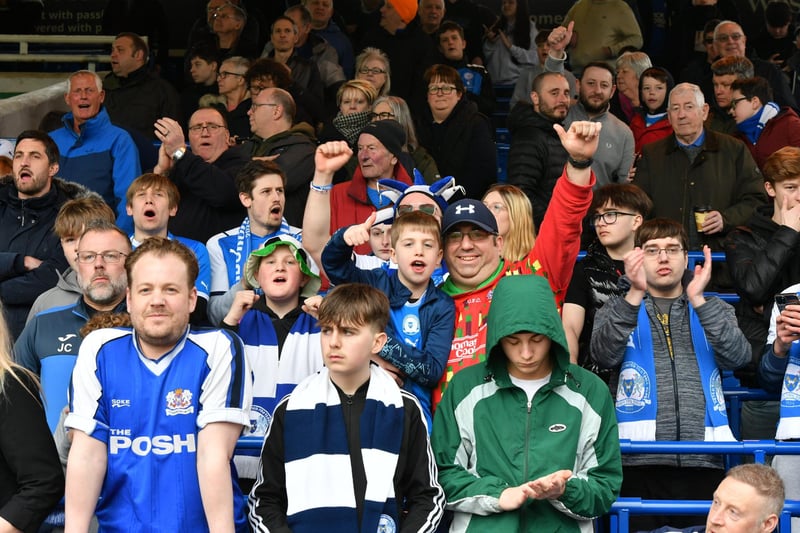 Fans watch on as Peterborough United are beaten by Portsmouth.