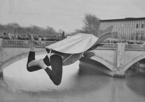 Walter Cornelius attempts to fly over the River Nene