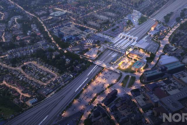 This image shows how the new Peterborough train station could appear once planned construction works are completed.