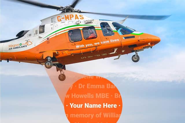 Add your name to the Magpas Air Ambulance helicopter