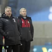 Peterborough United Manager Darren Ferguson alongside Doncaster Rovers Manager Grant McCann. Photo: Joe Dent.