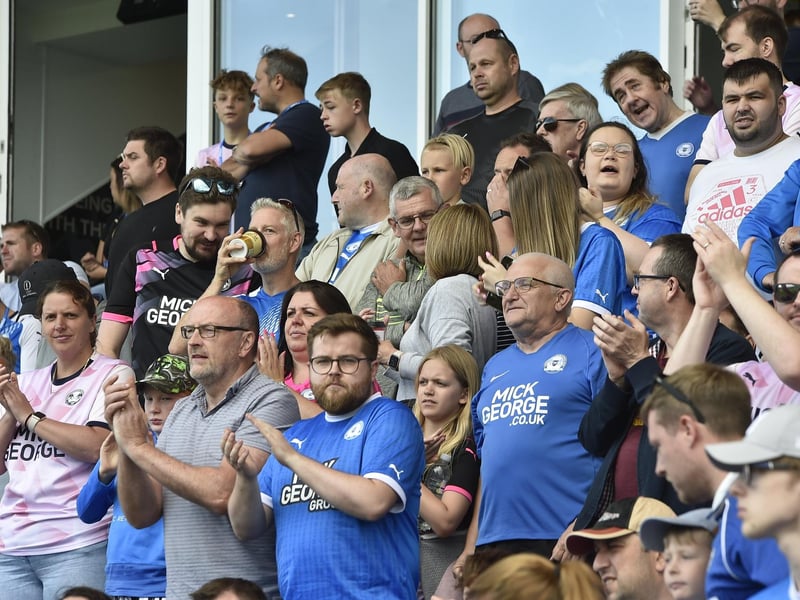 Posh fans at the Weston Homes Stadium for the visit of Charlton.